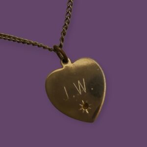 3/$30 Vtg 1970s Personalized Engraved Initials JW Heart Pendant Chain Necklace